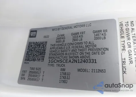 2022 Chevrolet Colorado 2Wd Long Box Lt z USA, uszkodzony, nr VIN 1GCHSCEA2N1240331